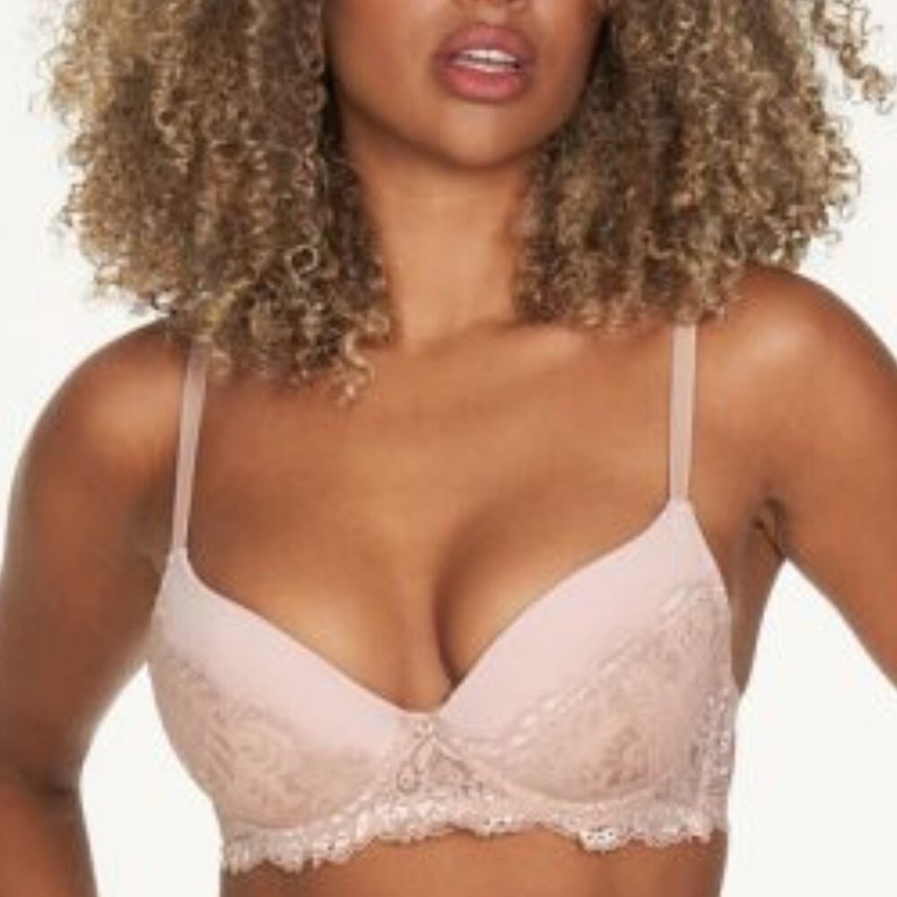Frederick's of Hollywood Beatrix Scallop Lace Contour Bra Rose Dust 34C